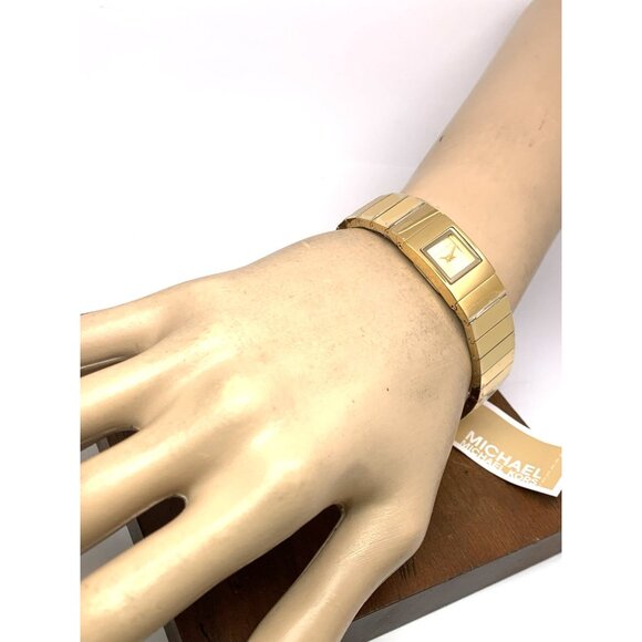 Michael Kors Women's Watch MK4885 Quartz Gold Stainless Steel Petite Tank 15mm - Picture 5 of 14